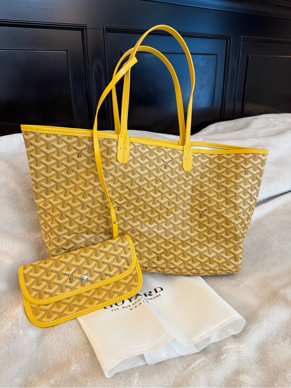 Goyard Saint Louis Style Yellow Tote Bag w/ Pouch & Dust Bag EUC